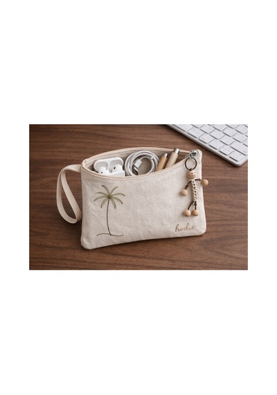Palm Makyaj Çantası Organizer 15 20 Cm Fermuarlı Ham Bez Ekru - 834132106 Ekru - 834132106