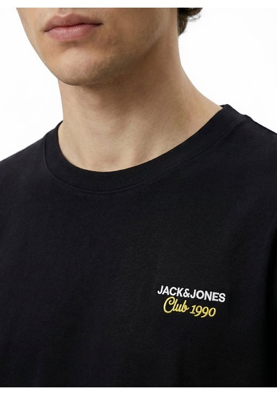 Jack & Jones Siyah Erkek %100 Pamuk T-shirt 12306235 Jorclub Tee Ss Crew Trss26