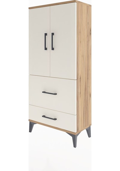 Arges Dolap Tek Raflı 2 Çekmeceli 2 Kapaklı 60x30x134 Çam-aytaşı Çam