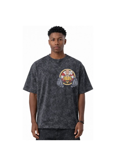 One Punch Man Saitama Gym Fitness Bodybuilding Baskılı Unisex Ove Siyah