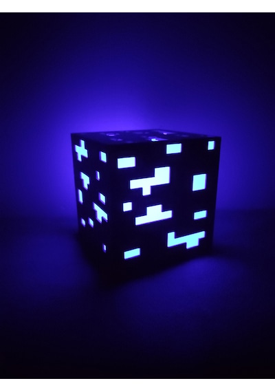 Minecraft Dekoratif Gece Lambası Siyah - Beyaz