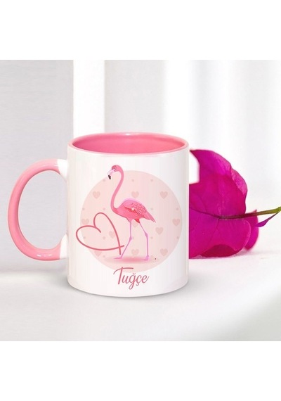 Kişiye Özel Flamingo Tasarımlı Pembe Kupa Bardak-1