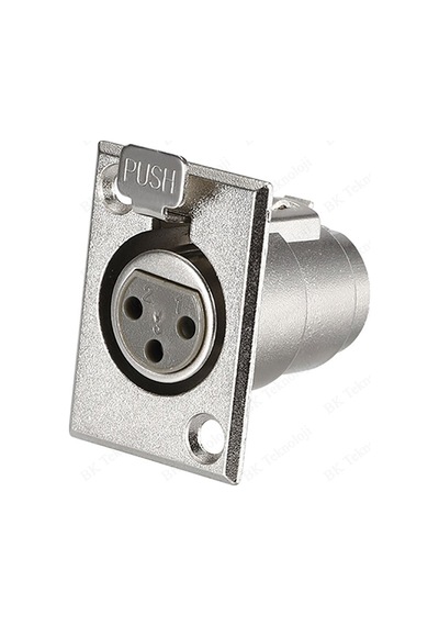 Panel Montajlı 3 Pin XLR Dişi Şase Konnektör