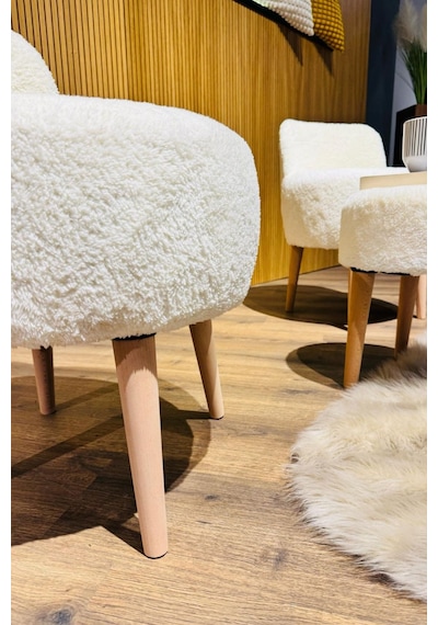 Puffy Çay Seti Berjer Ve Puf Takımı Salon, Ofis, Balkon - 2'li Takım