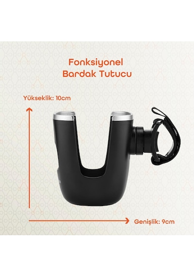 Gezenbebe Bebek Arabası Bardak Tutucu Siyah