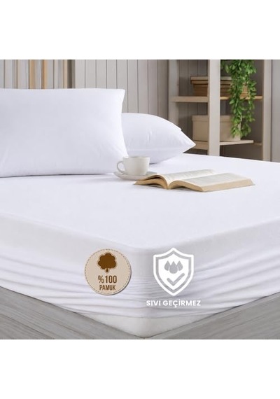 Formeya%100 Pamuk Fitted Su Sıvı Geçirmez Yatak Koruyucu Alez Çarşaf 90 X 190 Açık Indigo