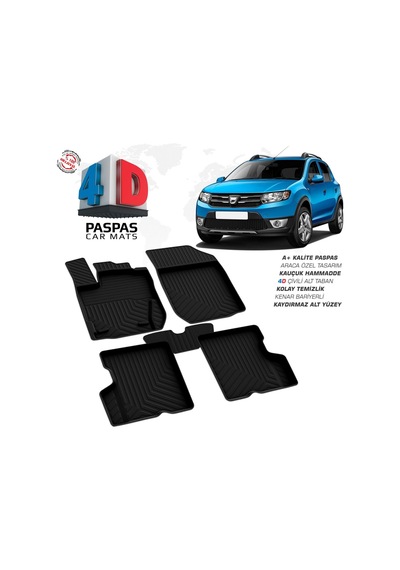 Dacia Sandero 2 4d Araca Özel Havuzlu Kauçuk Paspas 2013-2020