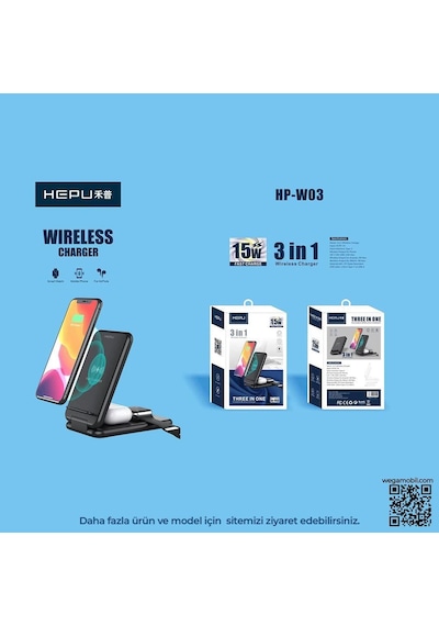 Hepu Hp-w03 3in1 Kablosuz Hızlı Şarj Standı