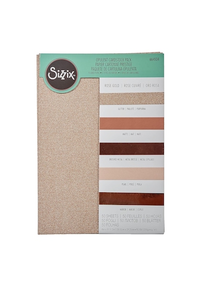 Sizzix Rose Gold Surfacez Zengin Kart Stoğu, 20x29 Cm, 50'li Paket