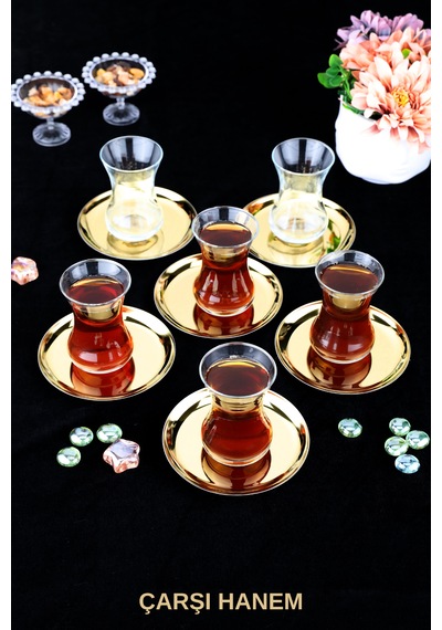 Yuvarlak 6 Parça Gold Paslanmaz Çelik Yuvarlak Çerezlik Tabağı