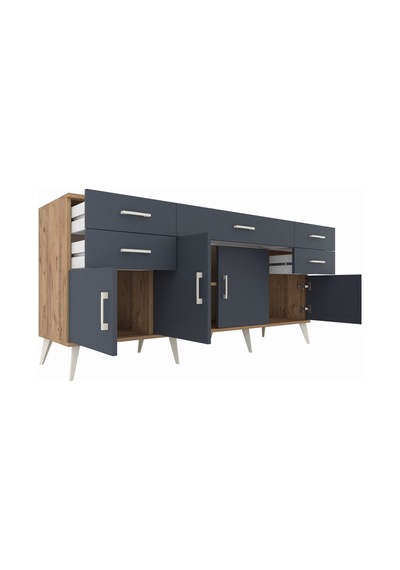 Hyperion Konsol Tek Raflı 5 Çekmeceli 4 Kapaklı 176x44x83 Çam-antrasit Antrasit Hyperion Konsol Tek Raflı 5 Çekmeceli 4 Kapaklı 176x44x83 Çam-antrasit Antrasit