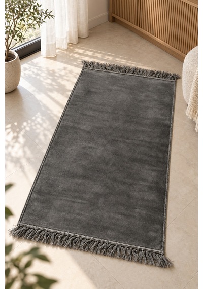 Düz Velur Kadife Seccade 70x110 Cm Antrasit