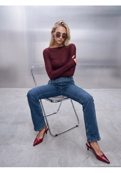 Dilvin 72355 Kemer Detaylı Bootcut Jean-mavi