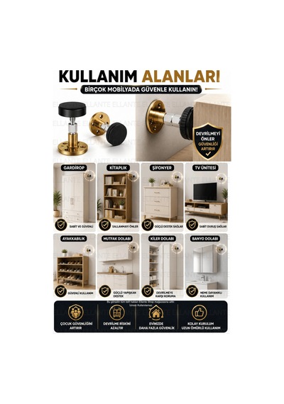 2 Adet Yapışkanlı Mobilya Sabitleyici Duvar Sabitleme Aparatı Ayarlanabilir Devrilme Önleyici Güçlü Çok Renkli