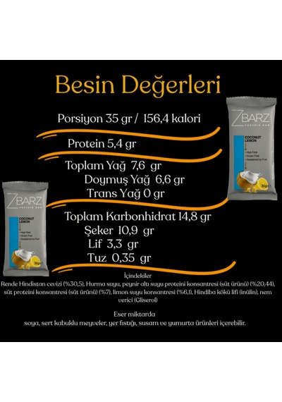 Zbarz Limonlu Hindistan Cevizli Protein Bar 12 x 35 G