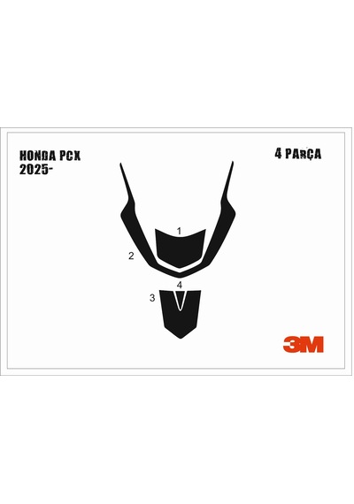 Honda Pcx 2025- Tank Pad Ve Grenaj Kaplama 4 Parça Siyah 84826835