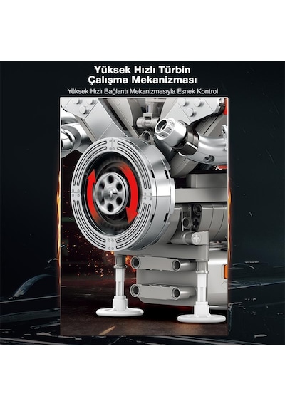 Reobrix Technic 33015 F1 Motor Engine Motorlu Yaratıcı Yapı Blok Seti Building Blocks- 1101 Parça