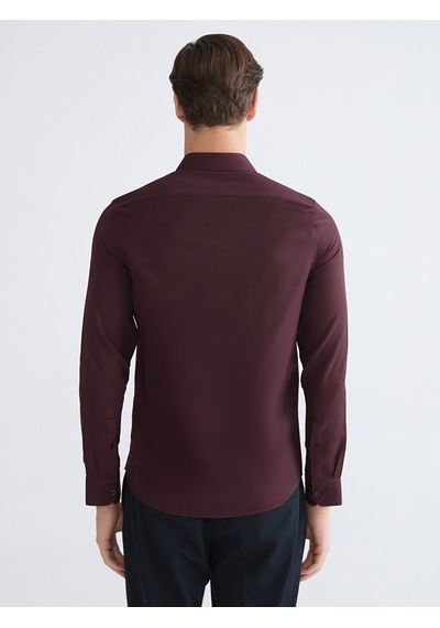 Lcw Busıness Bordo Slim Fit Armürlü Erkek Gömlek