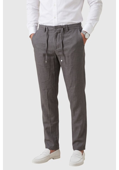 Deepsea Antrasit Slim Fit Likralı Keten Dokulu Lastikli Belli İpli Yazlık Erkek Pantolon 2603001 Deepsea Antrasit Slim Fit Likralı Keten Dokulu Lastikli Belli İpli Yazlık Erkek Pantolon 2603001