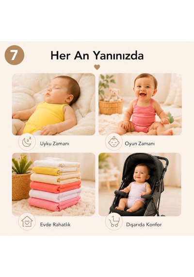 Novibaby 5'li İp Askılı Bebek Body Seti Pamuklu Çıtçıtlı Yazlık Zıbın Çocuk I Softtouch Collection Çok Renkli