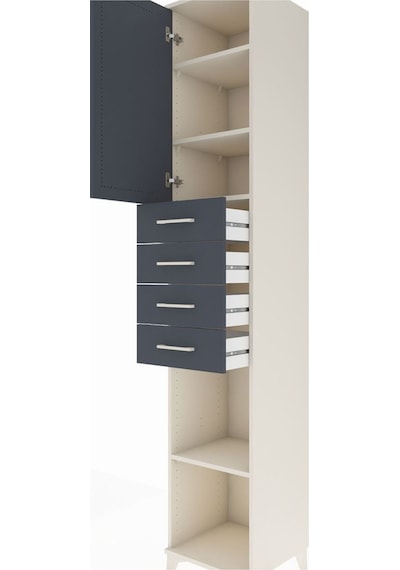 Hyperion Dolap 4 Raflı 4 Çekmeceli Tek Kapaklı 44x44x243 Aytaşı-antrasit Aytası