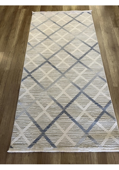 Hoom Rugs Moda 1097 Mavi Yün Tuşeli Akrilik Antibakteriyel Modern Halı Mavi