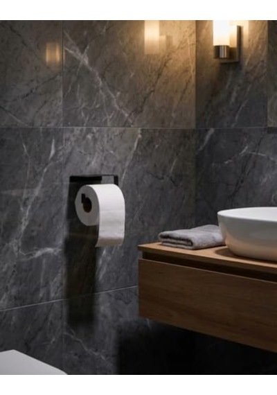 Modern Raflı Tuvalet Kağıtlık Telefon Ve Aksesuar Askılı Wc Peçete Tutucu Siyah Çok Renkli
