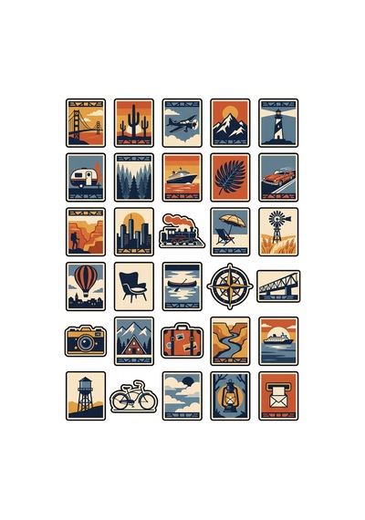 Posta Pulu Koleksiyon Vintage Sticker Seti 150 Adet - 5'li Mega Paket No02 - Laptop Defter Ajanda Çok Renkli