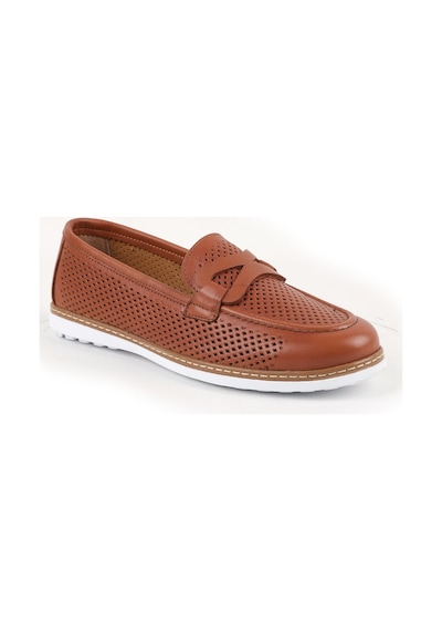 Libero L10.2231 Kadın Loafer Lazer Kesim Slip-on Ortopedik Poli Taban Comfort Anne Ayakkabısı Taba
