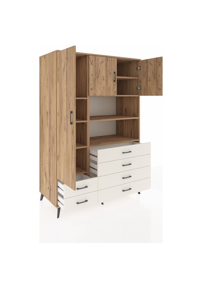 Kronos Dolap 8 Raflı 6 Çekmeceli 3 Kapaklı 132x59x195 Çam-çam... Çam