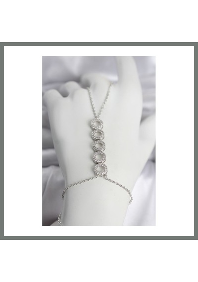 Bezos Pirinç Gümüş Renk Zirkon Taşlı Sıralı Halka Model Kadın Şahmeran Mmbz