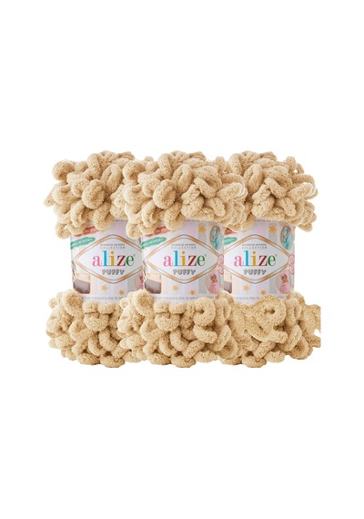 Puffy 3 Lü Paket El Örgü İpi - Şişsiz 100g X 3 Adet Renk No: 95 - Deve Tüyü
