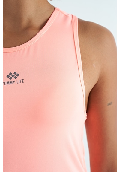 Tommy Life Yavruagzı Yırtmaç Detaylı O Yaka Sıfır Kollu Standart Kalıp Kadın Spor Atlet - 97256 Yavru Ağzı