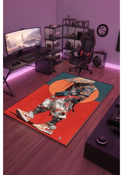 Cyberpunk Samurai Sokak Stil Yıkanabilir Kaymaz Taban Halı Gnc20