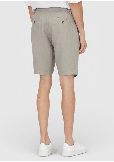 Ramsey Vizon Düz Dokuma Carrot Fit Casual %100 Keten Bermuda