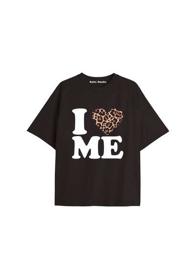 Kalic Studio Y2k Vintage Leopar Baskılı Siyah T-shirt Kod 151 Siyah-151