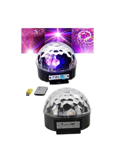 Led Işık Disko Topu Bluetooth Hoparlörlü Usb Müzik Çalar Kumandalı Siyah
