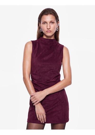 Koton Drapeli Dar Kesim Kolsuz Bodycon Dik Yaka Mini Elbise Mürdüm 7wak80046uk Mor Koton Drapeli Dar Kesim Kolsuz Bodycon Dik Yaka Mini Elbise Mürdüm 7wak80046uk Mor