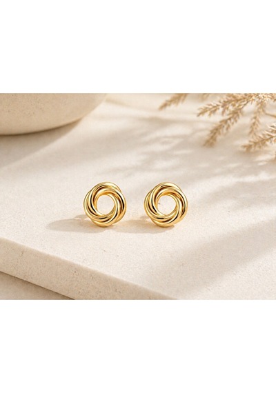 Spiral Düğüm Küpe Altın Gümüş Renk Minimal Şık Günlük Kullanım 1.
