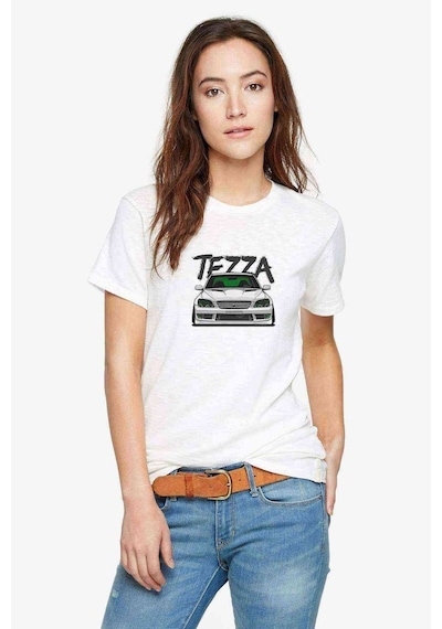 Tezza Baskılı Beyaz Kadın Tshirt
