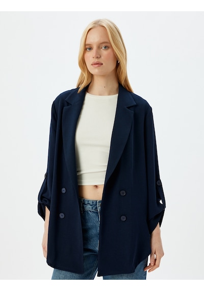 Koton Bol Kalıp 3/4 Kol Düşük Omuz Krep Kruvaze Blazer Ceket Lacivert 5wak50059ew Lacivert Koton Bol Kalıp 3/4 Kol Düşük Omuz Krep Kruvaze Blazer Ceket Lacivert 5wak50059ew Lacivert