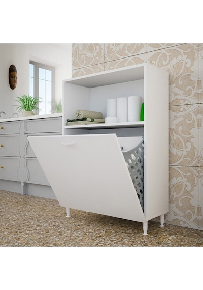 Iki Gözlü Sepetli Banyo Dolabı Beyaz