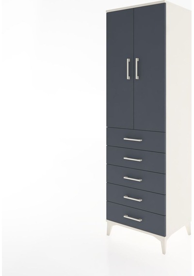 Hyperion Dolap Tek Raflı 5 Çekmeceli Tek Askılı 60x44x195 Aytaşı-antrasit Aytası