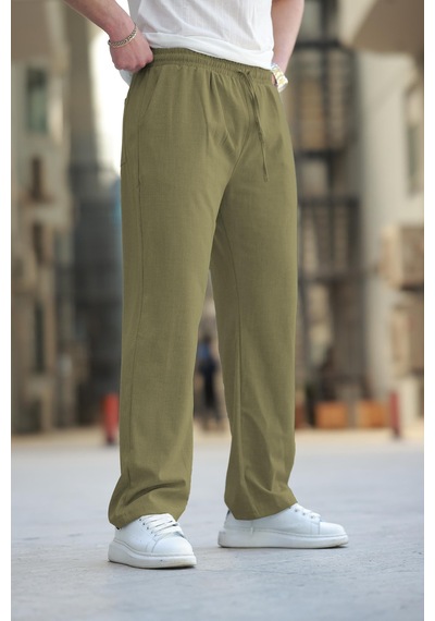 Madmext Haki Beli Ayarlanabilir Rahat Kesim Erkek Pantolon E6564
