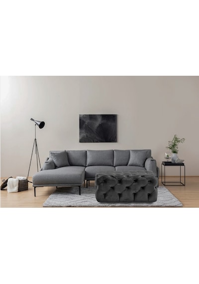 Gazzini Kare Chester Model Kapitoneli Orta Puf- Modern Puf Antrasit