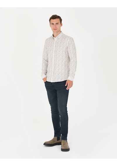 Pierre Cardin Erkek Haki Desenli Gömlek 50273552-vr027 Haki