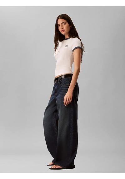 Calvin Klein Ss Slım Logo Rınger, Yas Krem Kadın T-shirt