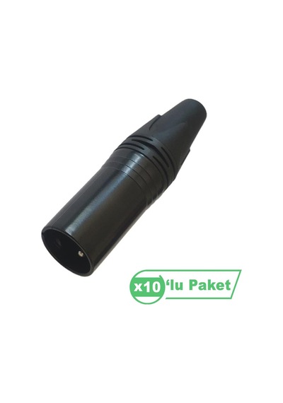 Losen La1032-2 Xlr 3-pin Erkek Siyah Konnektör 10 Lu Paket