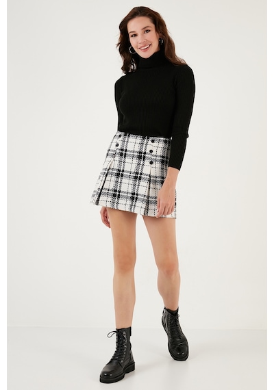 Lela Regular Fit Kışlık Tüvit Mini Bayan Şort Etek 611Et0020 Siyah Lela Regular Fit Kışlık Tüvit Mini Bayan Şort Etek 611Et0020 Siyah