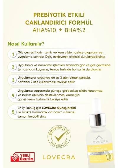 Aha/bha Peeling Serum Glycolic Acid Salicylic Acid Hyaluronic Acid Derin Cilt Bakım Serumu 30 Ml